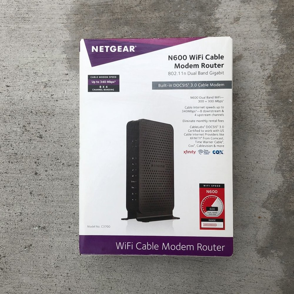NETGEAR N600 (8x4) WiFi DOCSIS 3.0 Cable Modem Router (C3700)